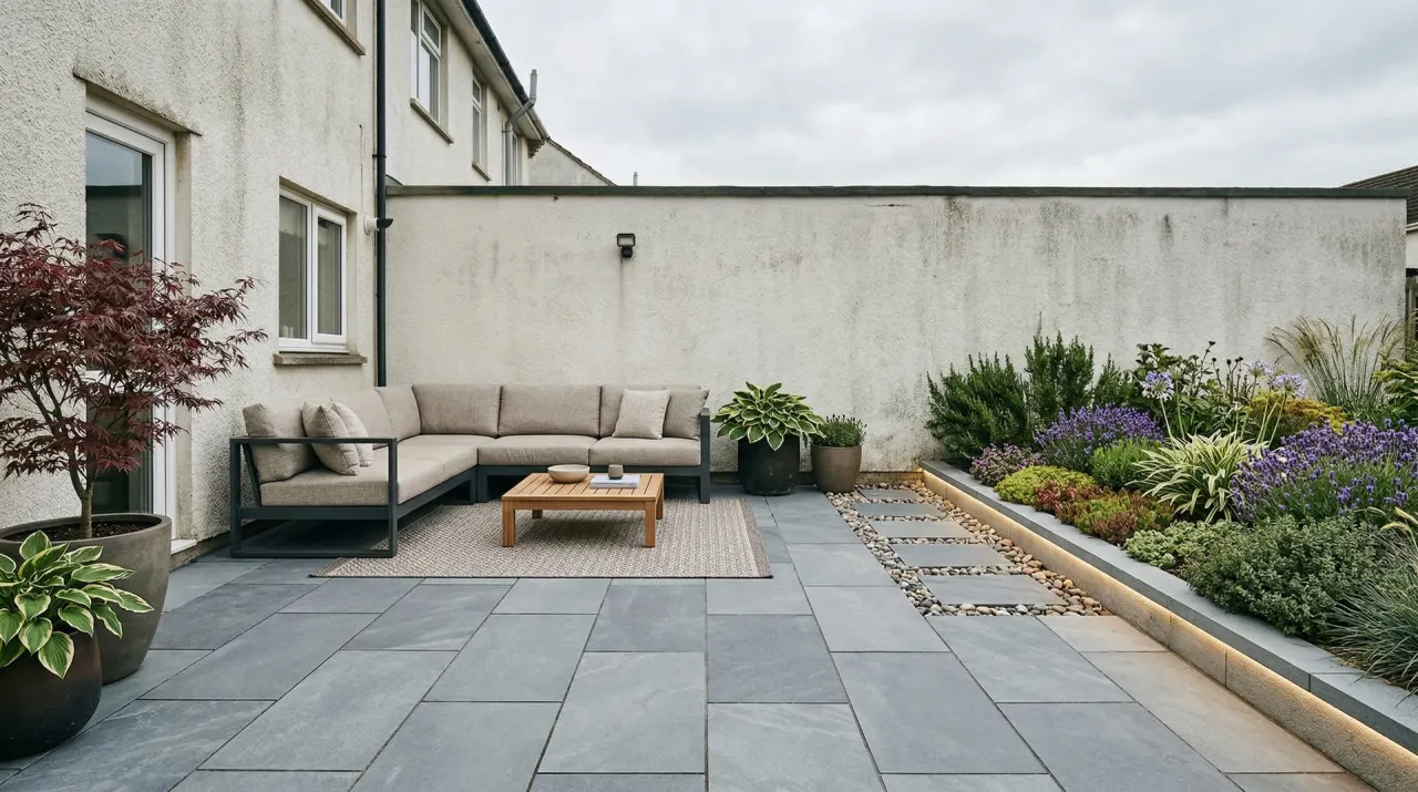 Mediterranean patio AI concept transformation