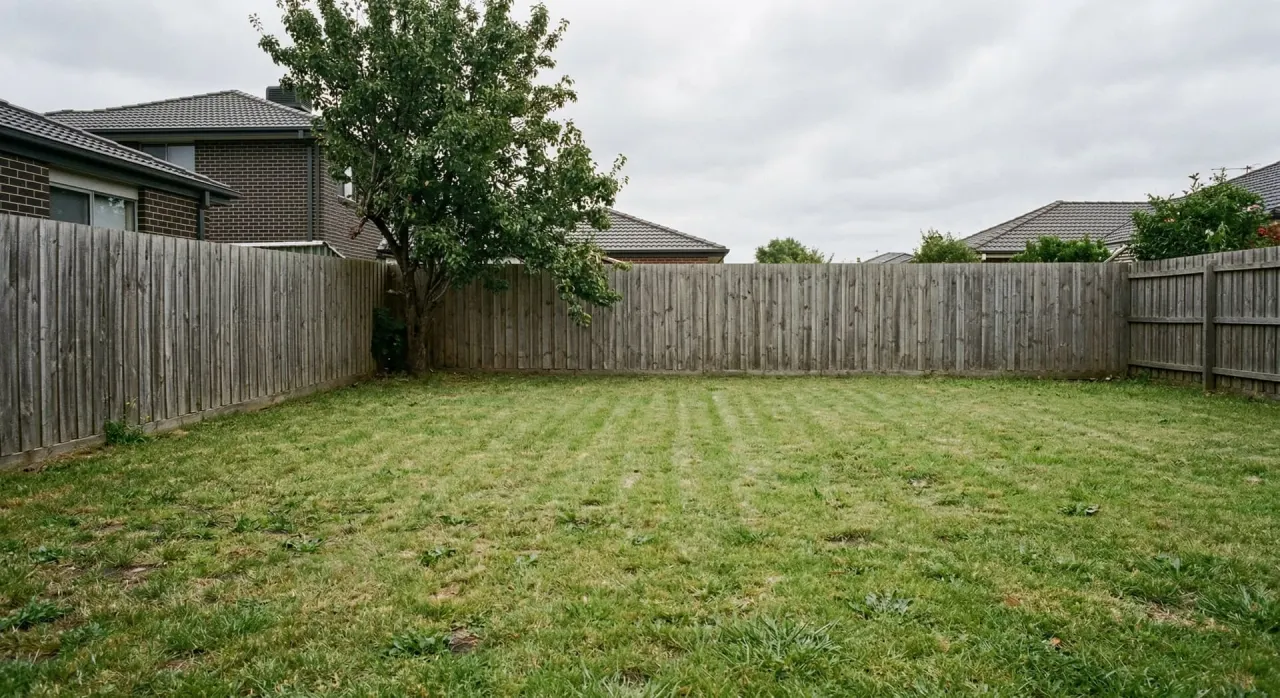 Original front yard photo used as the before view