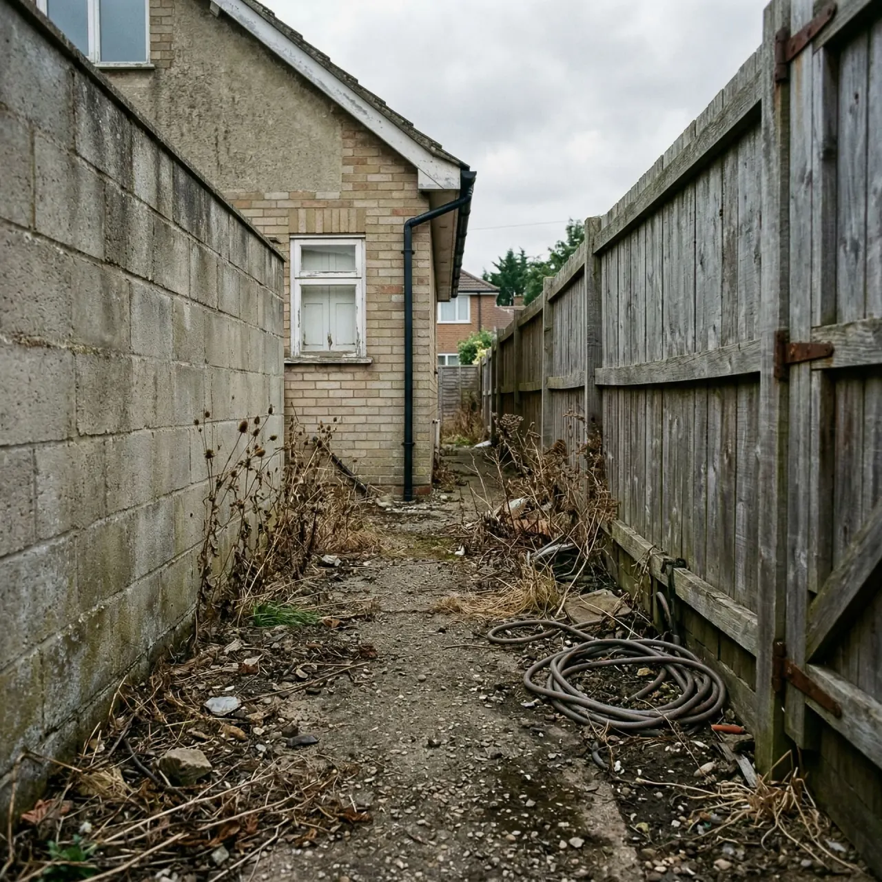 Backyard before the AI concept transformation